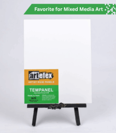 Artefex Tempa panel, a smooth, sturdy surface designed for tempera, gouache, and acrylic painting applications.