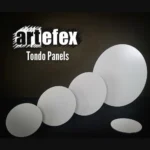 Artefex circular oil primed linen panel mounted to aluminum composite material – premium round ACM panel for oil painting and archival artwork.