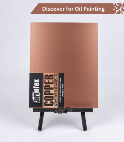 Artefex Copper panel, a premium, smooth surface ideal for mixed media, encaustic, and metal art applications.