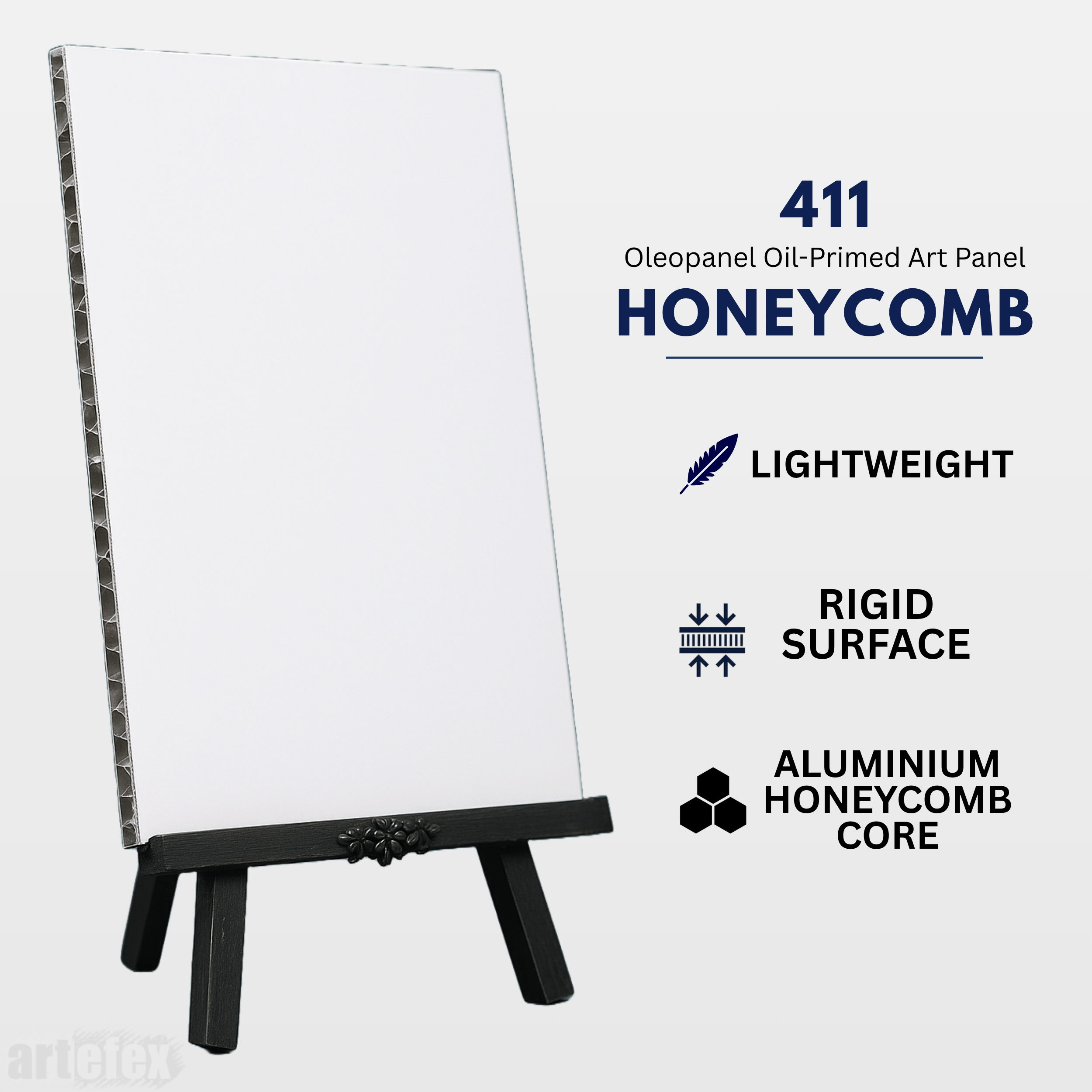 Artefex 411 Oil Primed Honeycomb Panel – Professional-grade oil painting support with rigid aluminum honeycomb core