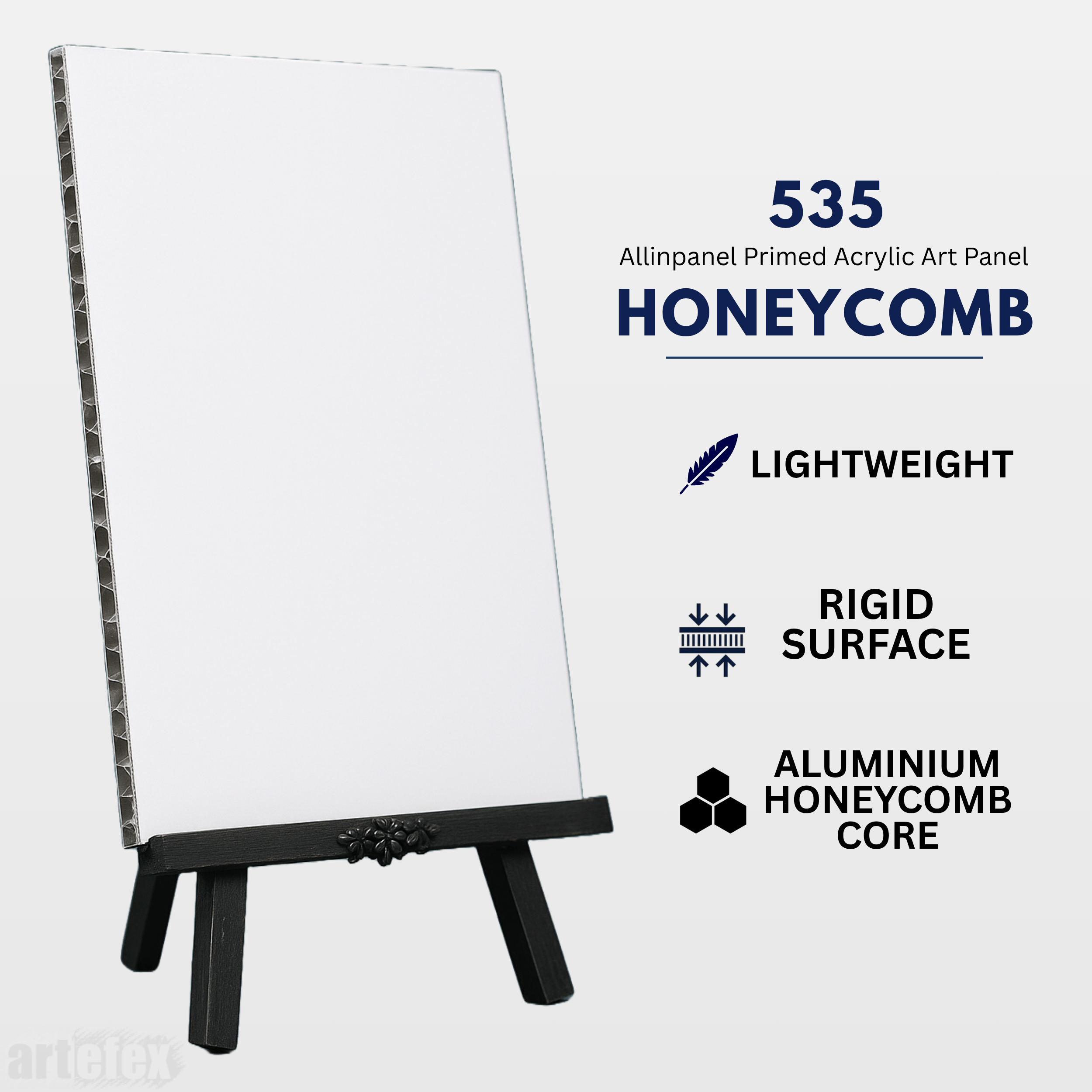 Artefex 535 Primed Acrylic Honeycomb Panel – Lightweight, rigid panel with acrylic priming for precise, archival acrylic painting