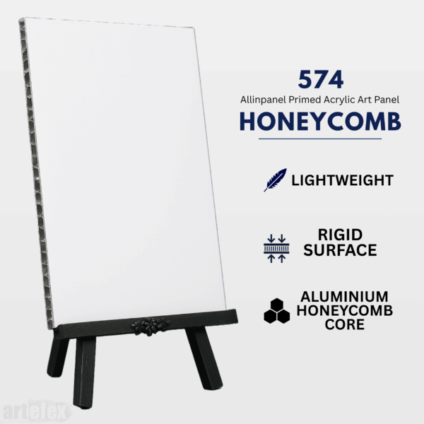 Artefex 574 Allinpanel Primed Acrylic Panel – Durable honeycomb surface for acrylic painting, perfect for workshops and classes